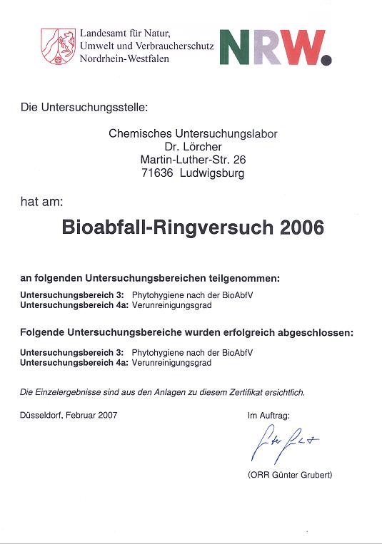 BioAbfall-Ringversuch 2006