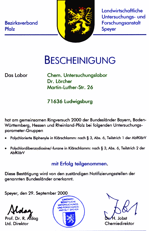 Urkunde Lufa Speyer 2000