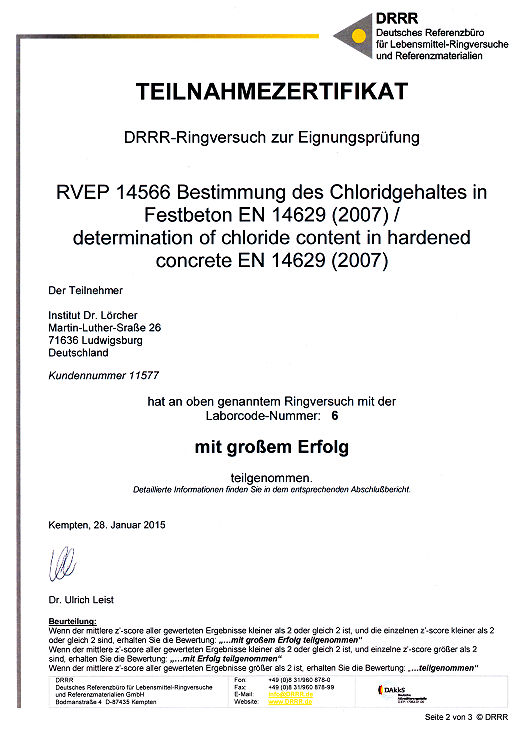 DRRR - Ringversuch Chlorid in Festbeton