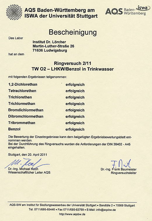 AQS Ringversuch 2/11 TW 02 Urkunde 1
